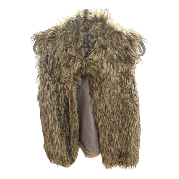 Ci Sono by Cavalini Faux Fur Long Vest Shaggy Statement Boho Festival Size L